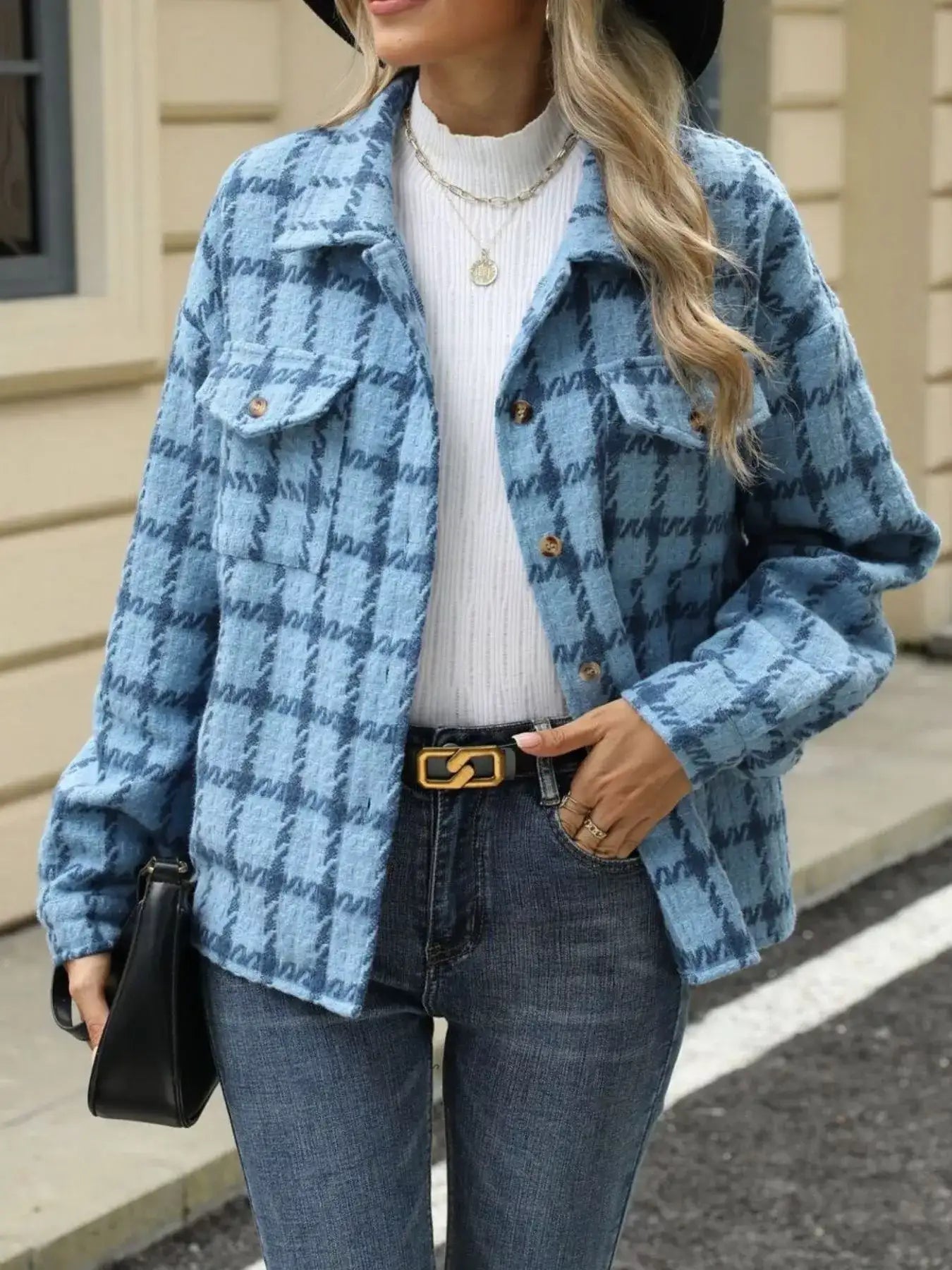 Plaid Button Up Long Sleeve Jacket - Bela Fils BoutiqueBela Fils Boutique